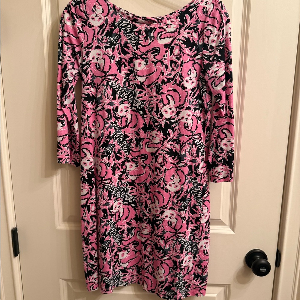 Women’s Pink Floral Print Long Sleeve Dress